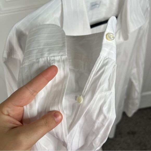Sz XL Ermenegildo Zegna White Striped Dress Shirt 18” Collar $150 MSRP - Picture 6 of 11
